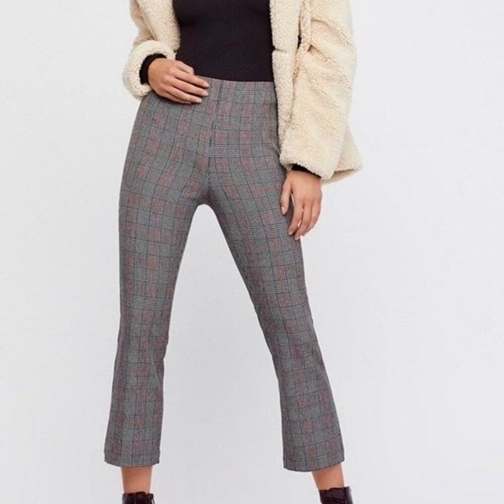FREE PEOPLE Window Pane Plaid Houndstooth‎ Pull On Academia Style Pants Sz. 4